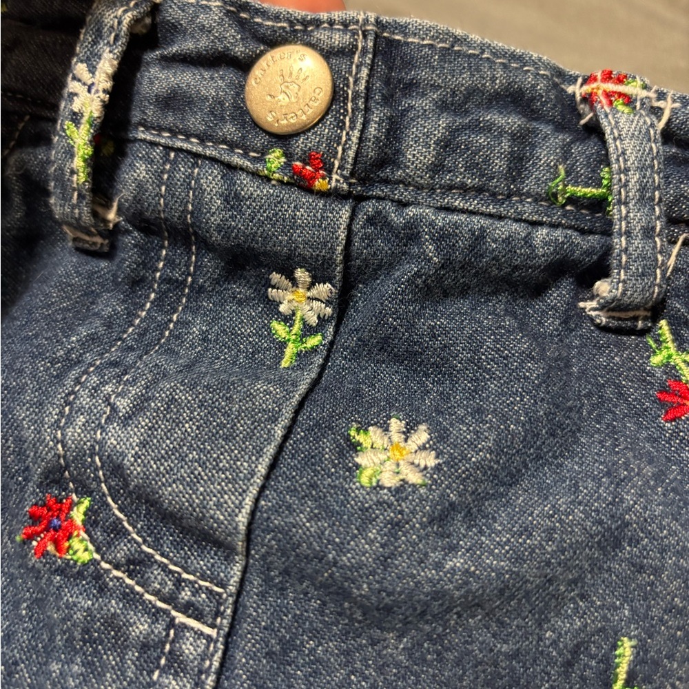 VINTAGE CARTERS Toddlers Embroidered Denim Skirt Size 18M - Picture 2 of 7